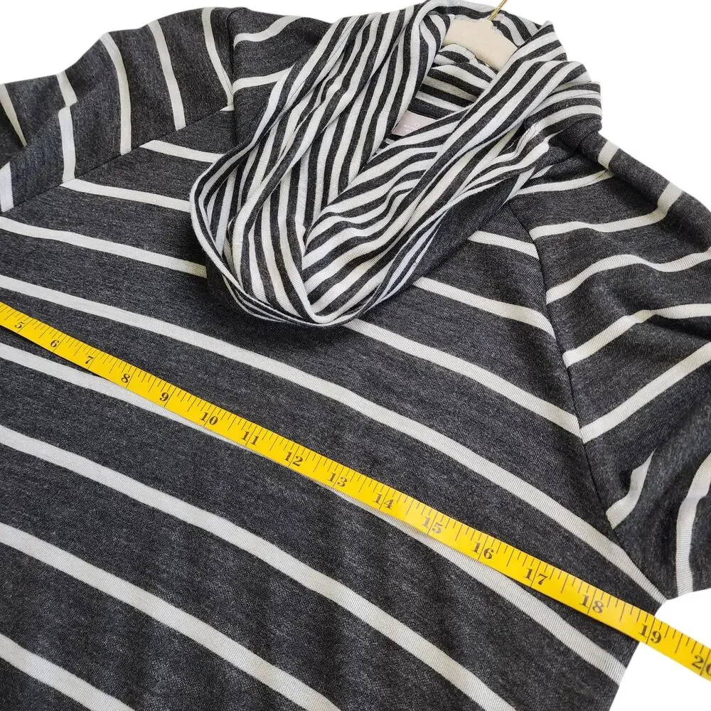 Chicos Zenergy Womens Striped Cowl Neck Tunic Sweater Size Small‎ Heather Gray